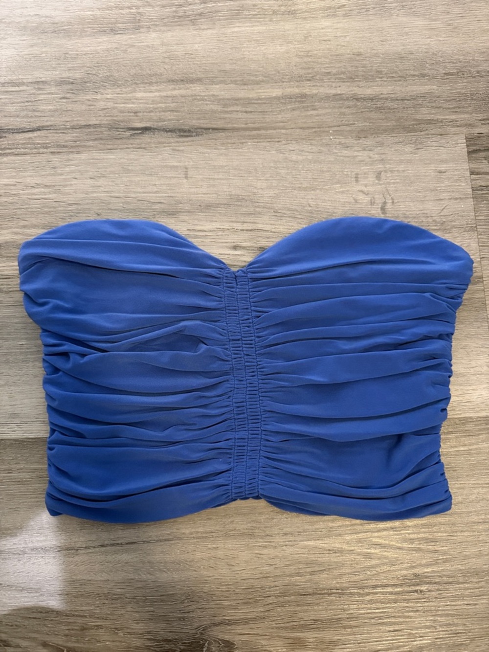 Express Royal Blue Strapless Ruched Bandeau Top